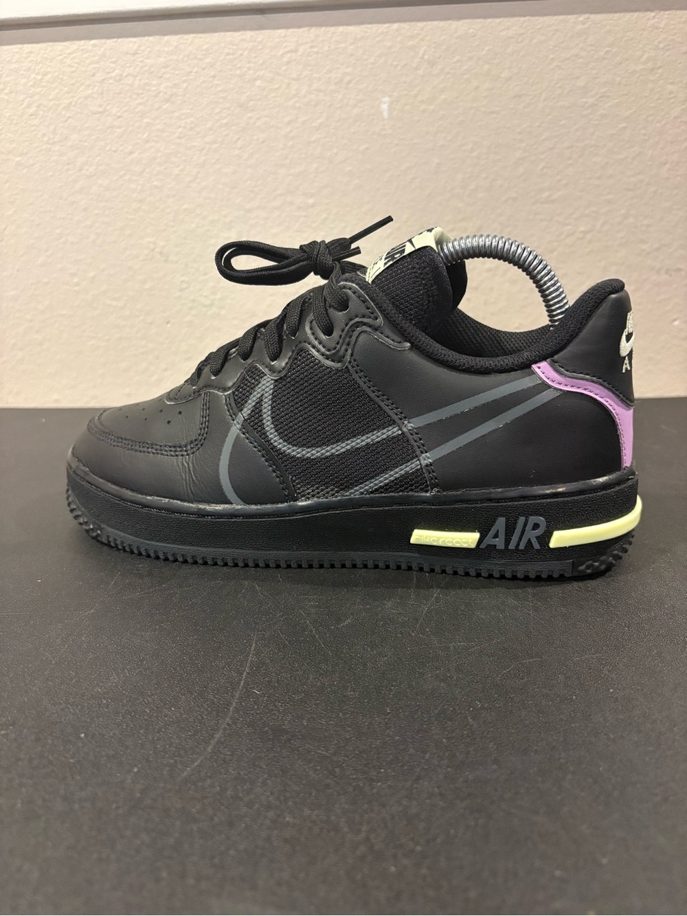 Nike Air Force 1 React Triple Black Violet CD6960-001 Youth Sz 6.5Y Womens Sz 8 - Picture 6 of 11
